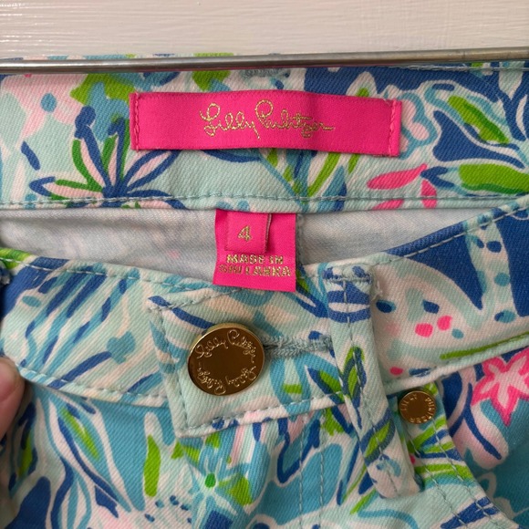 Lilly Pulitzer South Ocean Lion Around Sz 4 Pants Tropical Floral Print - Picture 3 of 6